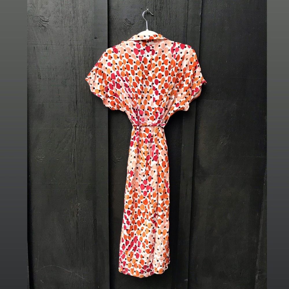 Statement Button Down Vintage Orange Abstract Dot - image 3